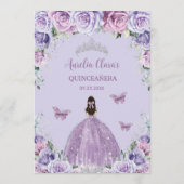 Lavender Lila Paars Roos Floral Quinceanera Menu (Achterkant)