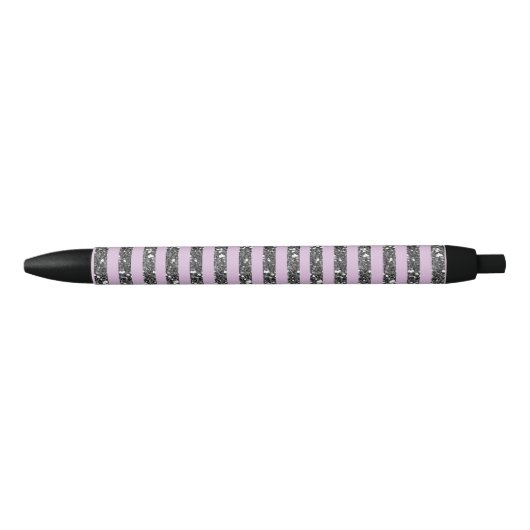 Lavender Lila Paars Silver Glitter Stripes Blauwe Inkt Pen (Voorkant)