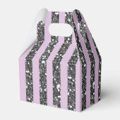 Lavender Lila Paars Silver Glitter Stripes Party Bedankdoosjes (Achterkant)
