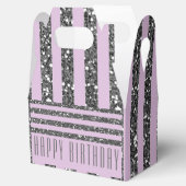 Lavender Lila Paars Silver Glitter Stripes Party Bedankdoosjes (Geopend)