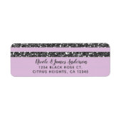 Lavender Lila Paars Silver Glitter Stripes Party Etiket (Voorkant)