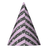 Lavender Lila Paars Silver Glitter Stripes Party Feesthoedjes (Achterkant)
