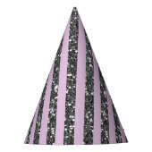 Lavender Lila Paars Silver Glitter Stripes Party Feesthoedjes (Voorkant)
