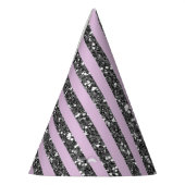 Lavender Lila Paars Silver Glitter Stripes Party Feesthoedjes (Links)