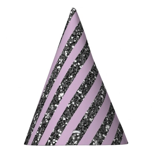Lavender Lila Paars Silver Glitter Stripes Party Feesthoedjes (Rechts)