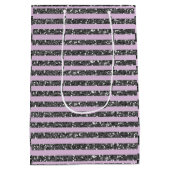 Lavender Lila Paars Silver Glitter Stripes Party Medium Cadeauzakje (Achterkant)