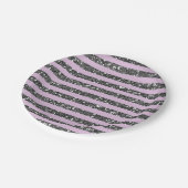 Lavender Lila Paars Silver Glitter Stripes Party Papieren Bordje (Gekanteld)
