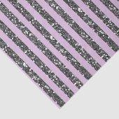 Lavender Lila Paars Silver Glitter Stripes Party Tissuepapier (Detail)