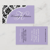 Lavender Lila Paarse Black Damask Visitekaartjes (Voorkant / Achterkant)