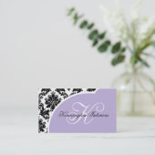 Lavender Lila Paarse Black Damask Visitekaartjes (Staand voorkant)