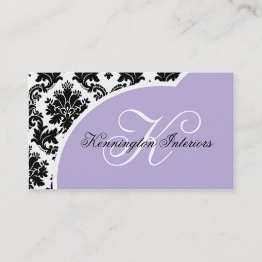 Lavender Lila Paarse Black Damask Visitekaartjes (Voorkant)