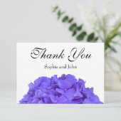 Lavender lila paarse hydrangebloemen bedankkaart (Staand voorkant)