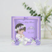 Lavender Lila Pearl Grey Baby shower Girl C Kaart (Staand voorkant)