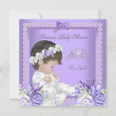 Lavender Lila Pearl Grey Baby shower Girl C Kaart (Voorkant)
