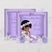 Lavender Lila Pearl Grey Baby shower Girl Kaart (Voorkant / Achterkant)