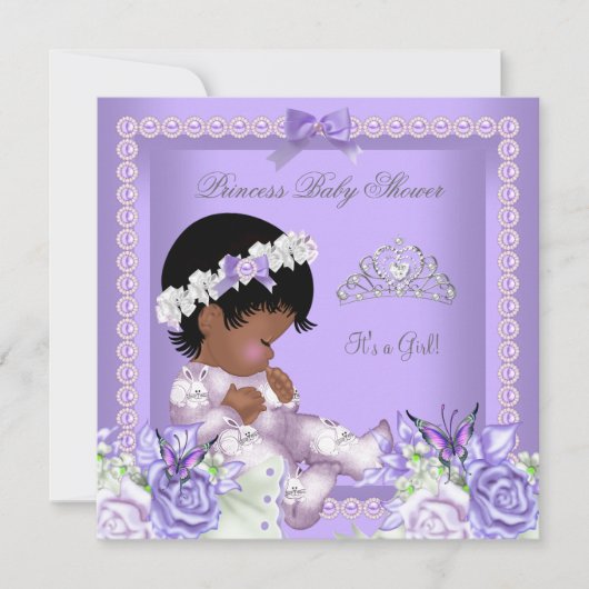 Lavender Lila Pearl Grey Baby shower Girl Kaart (Voorkant)