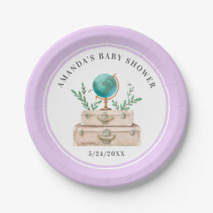 Lavender Lila reiskoffer Baby Girl Shower Papieren Bordje