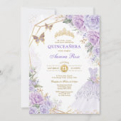 Lavender Lila Rozen Quinceañera Princess Birthday Kaart (Voorkant)