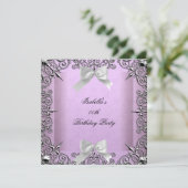  lavender Lila Silver White Birthday Party Kaart (Staand voorkant)