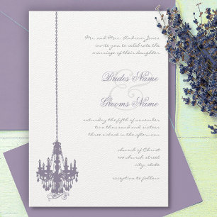 Lavender Lila Vintage Chandelier Damask Wedding Kaart