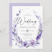 Lavender Lila Violet Elegant Modern Wedding Kaart