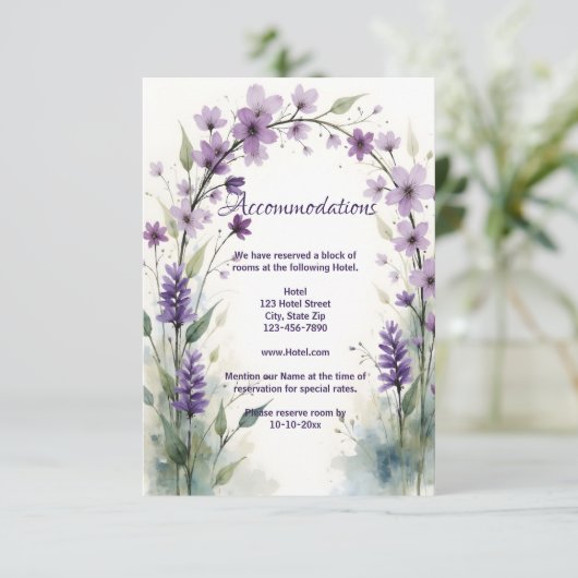 Lavender Lilac Floral Arch Accommodation Informatiekaartje (Staand voorkant)
