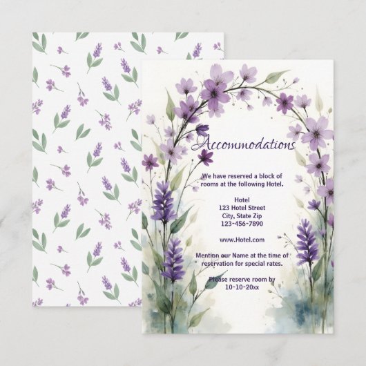 Lavender & Lilac Floral Arch Accommodations Informatiekaartje (Voorkant / Achterkant)