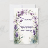Lavender & Lilac Floral Arch Directions Card  Bedankkaart (Voorkant)