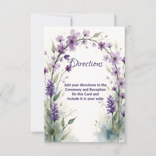 Lavender & Lilac Floral Arch Directions Card  Bedankkaart (Voorkant)