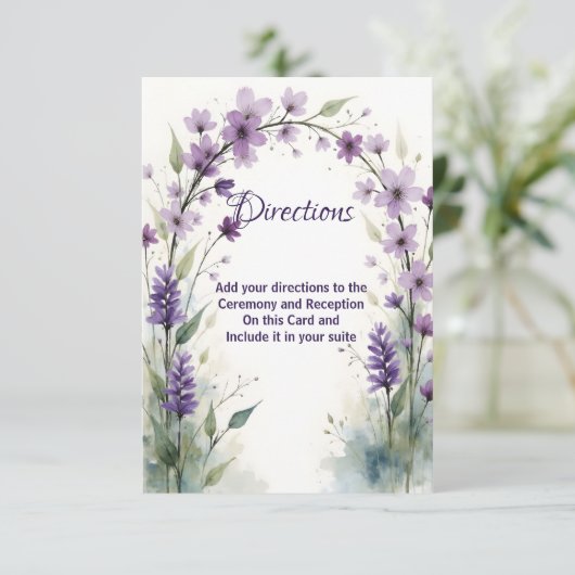 Lavender & Lilac Floral Arch Directions Card  Bedankkaart (Staand voorkant)