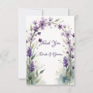 Lavender & Lilac Floral Arch Photo Thank you Card Bedankkaart