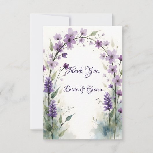 Lavender & Lilac Floral Arch Photo Thank you Card Bedankkaart (Voorkant)