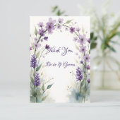Lavender & Lilac Floral Arch Photo Thank you Card Bedankkaart (Staand voorkant)