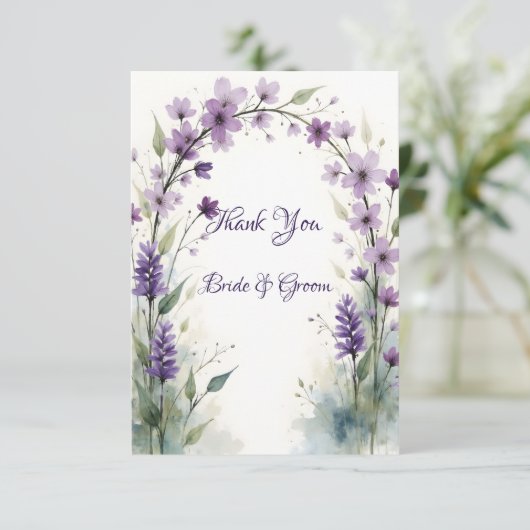 Lavender & Lilac Floral Arch Photo Thank you Card Bedankkaart (Staand voorkant)