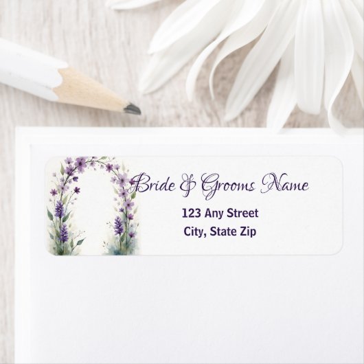 Lavender & Lilac Floral Arch Return Address Labels (Insitu)