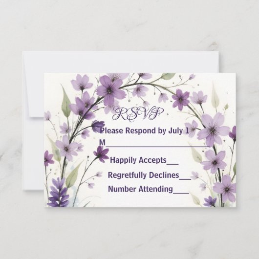 Lavender Lilac Floral Arch RSVP Card Kaartje (Voorkant)