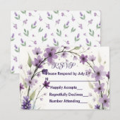 Lavender & Lilac Floral Arch RSVP Kaartje (Voorkant / Achterkant)