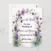Lavender & Lilac Floral Arch Save the Date Briefkaart (Voorkant / Achterkant)
