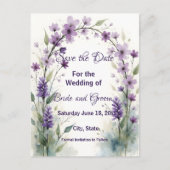 Lavender & Lilac Floral Arch Save the Date Briefkaart (Voorkant)
