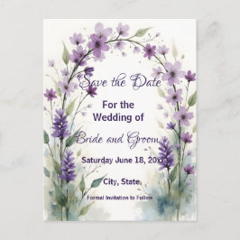 Lavender & Lilac Floral Arch Save the Date Briefkaart