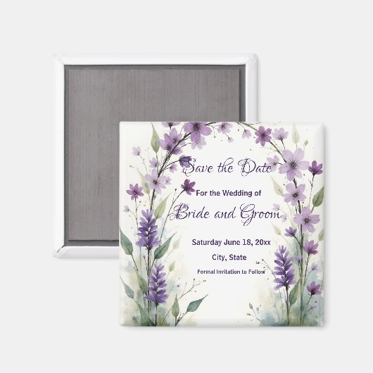 Lavender & Lilac Floral Arch Save the Date Magneet (Voorkant / Achterkant)