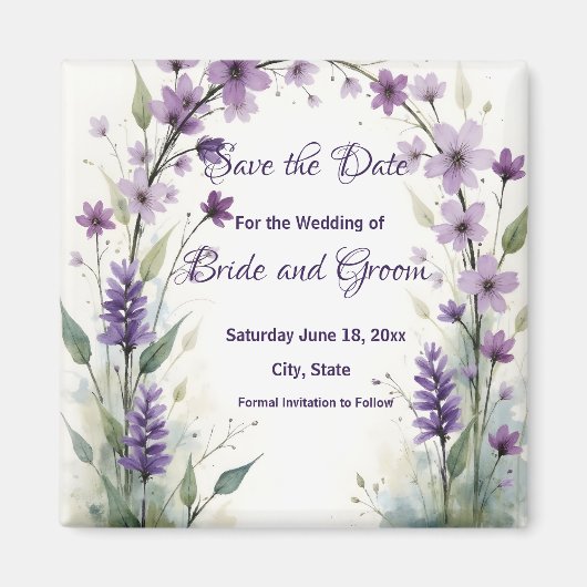 Lavender & Lilac Floral Arch Save the Date Magneet (Voorkant)