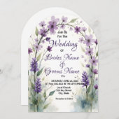 Lavender Lilac Floral Arch Wedding Watercolor Kaart (Voorkant / Achterkant)
