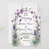 Lavender Lilac Floral Arch Wedding Watercolor Kaart (Voorkant)