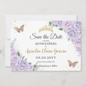 Lavender Lilac Floral Quinceañera 15 Save the Date (Voorkant)