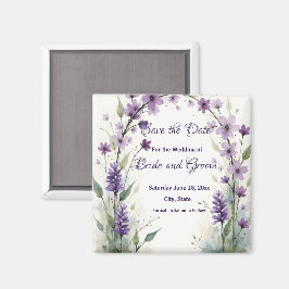 Lavender Lilac Floral Save the Date Magneet