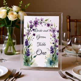 Lavender Lilac Floral Table Number Sign Kaart