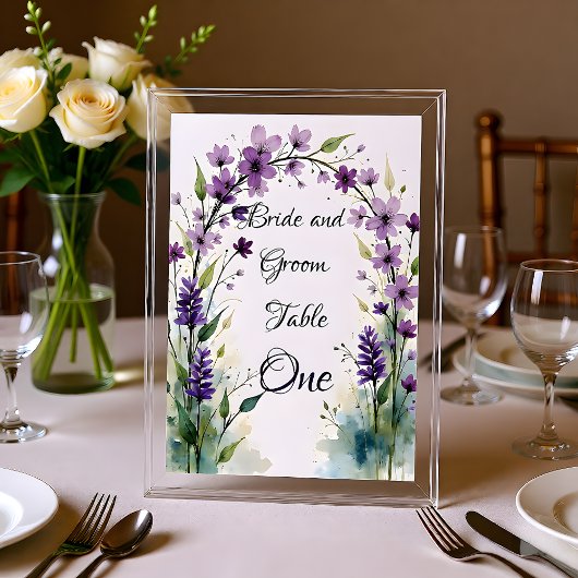 Lavender Lilac Floral Table Number Sign Kaart