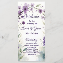 Lavender Lilac Floral Wedding Programmakaart