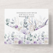 Lavender Lilac Purple Peonies Greenery Wedding All In One Uitnodiging (Achterkant)